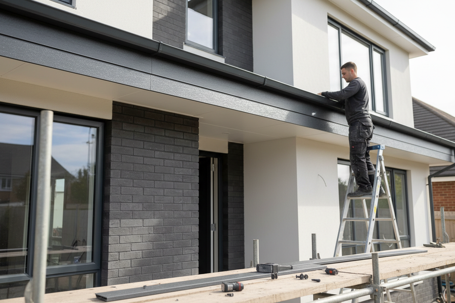 Anthracite Grey Grained uPVC Fascia & Soffit Boards