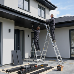 Black Ash Fascia and Soffit being installed on an house