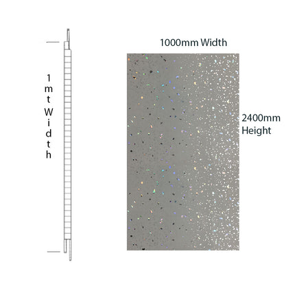 Grey Sparkle Neptune 1mt PVC Wall Panel