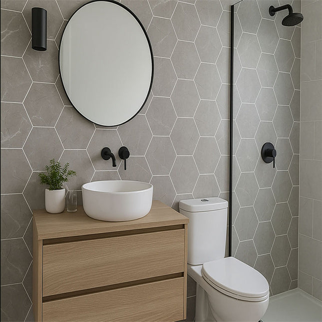 Lunar Stone Hexagon Tile Neptune 1mt PVC Wall Panel