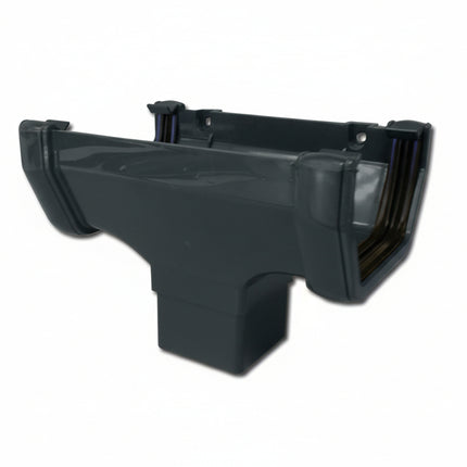Anthracite Grey FloPlast Square Running Outlet on a white Background