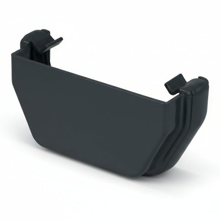 Anthracite Grey FloPlast Square External Stop End on a white backround