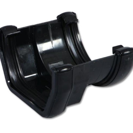 Black FloPlast Square to Round Gutter Adaptor on a white background