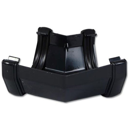 Black FloPlast Square 135-Degree Gutter Angle on a white background