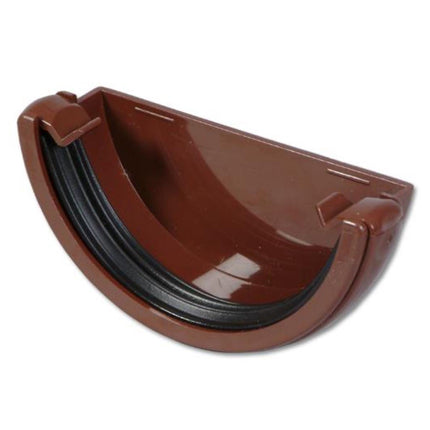FloPlast 112mm Round Gutter External Stop End - Brown