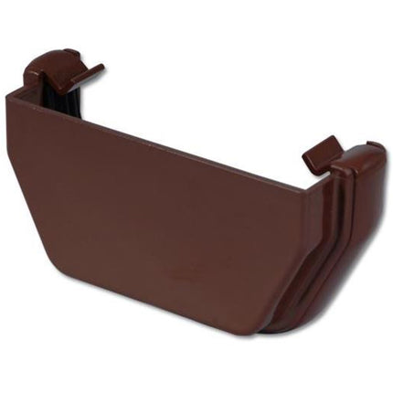 Brown FloPlast Square External Stop End on a white background