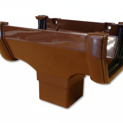 Brown FloPlast Square Running Outlet on a white background