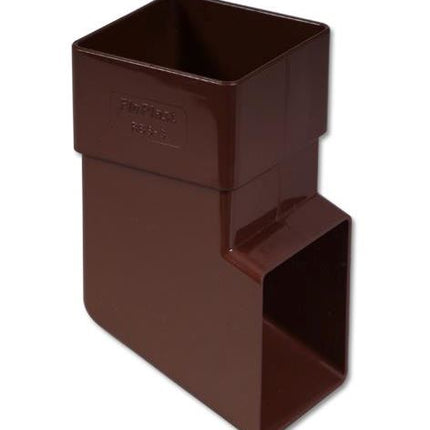 Brown plastic guttering fitting on a white background