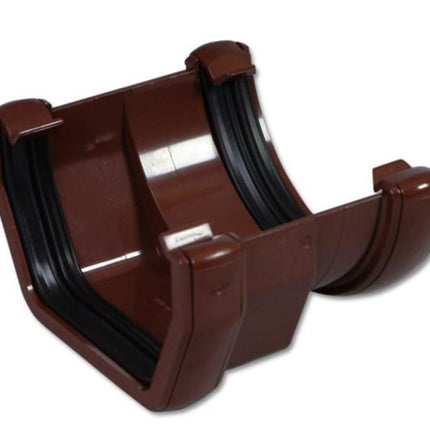 Brown FloPlast Square to Round Gutter Adaptor on a White Background