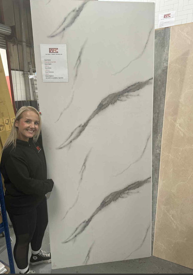 Charcoal Carrara Marble Super Matt Neptune 1mt PVC Wall Panel