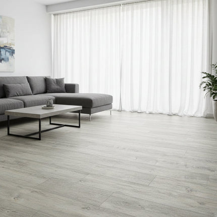 Textured wooden floor with gray and brown tones