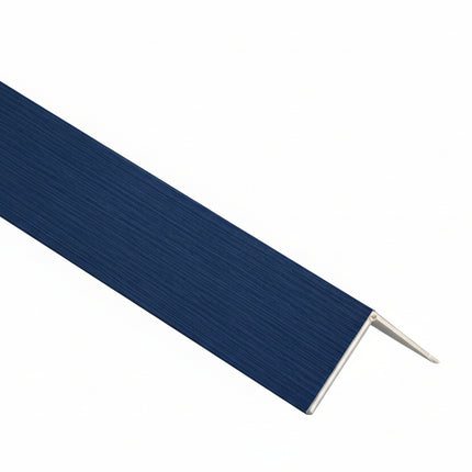 Blue textured strip with a metallic edge on a white background