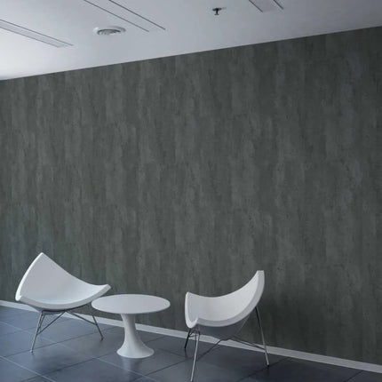Modern white chairs and table against a Metallic Stone Maxi Panel Panelled Wall
