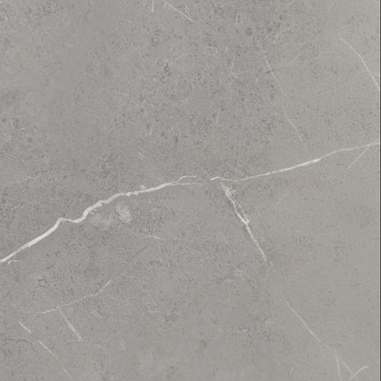 A close-up image of a gray PVC wall panel with a subtle 'V' groove Joint.