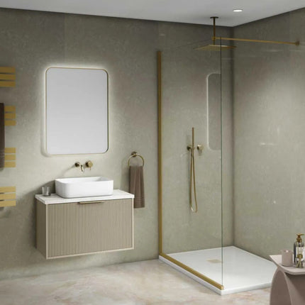 Truffle Stone Maxi Panel Wall Panel in a modern bathroom setting