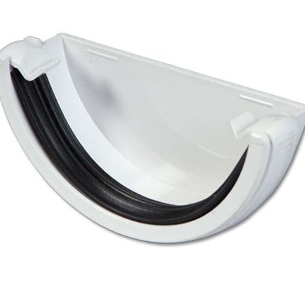 FloPlast 112mm Round Gutter External Stop End - White