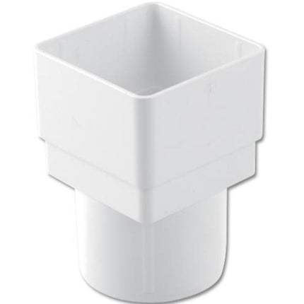 White FloPlast Square to Round Downpipe Adaptor