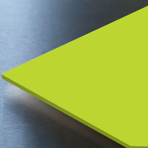 Gloss Lime Green Hygienic Wall Cladding PVC Sheets available in two sizes, 2500mm and 3050mm.