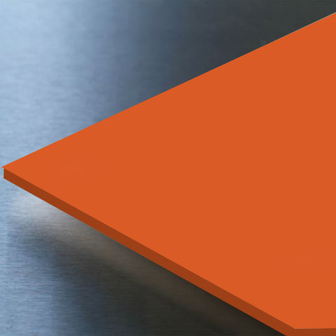 Gloss Orange Hygienic Wall Cladding PVC Sheets available in two sizes, 2500mm and 3050mm.