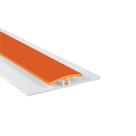 Gloss Orange Straight Joint Trim available in two sizes, 2500mm and 3050mm perfect for hiding the join between hygienic wall cladding sheets.