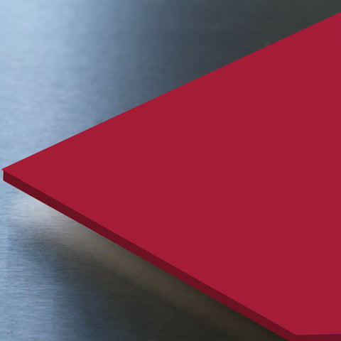 Gloss Red Hygienic Wall Cladding PVC Sheets available in two sizes, 2500mm and 3050mm.